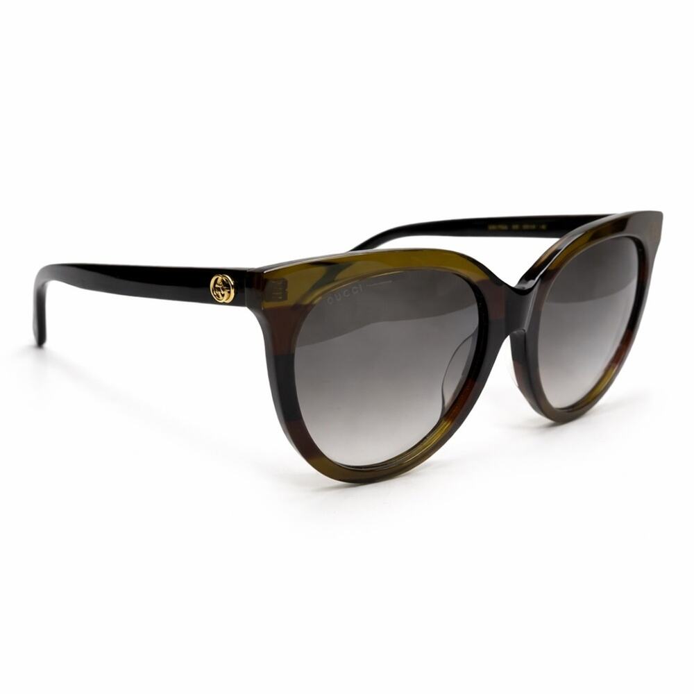 Gucci GG0179SA Havana/Black Round Cat Eye Sunglasses